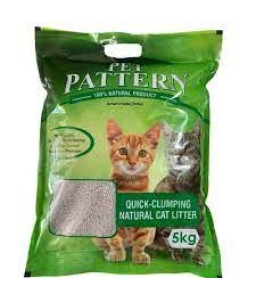 Pet Pattern Bentonite Cat Litter- (5 kg) Fresh White Bentonite Clay | 100% Natural (Flavour) | Quick Clumping (Pack of 1)